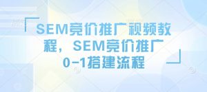 SEM竞价推广视频教程，SEM竞价推广0-1搭建流程-八爪鱼资源库