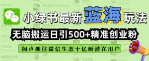小绿书无脑搬运引流，全自动日引500精准创业粉，微信生态内又一个闷声发财的机会-八爪鱼资源库