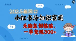 2025新风口,小红书冷知识赛道,无脑复制粘贴,一单变现300+-八爪鱼资源库