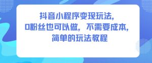 抖音小程序变现玩法，0粉丝也可以做，不需要成本，简单的玩法教程-八爪鱼资源库